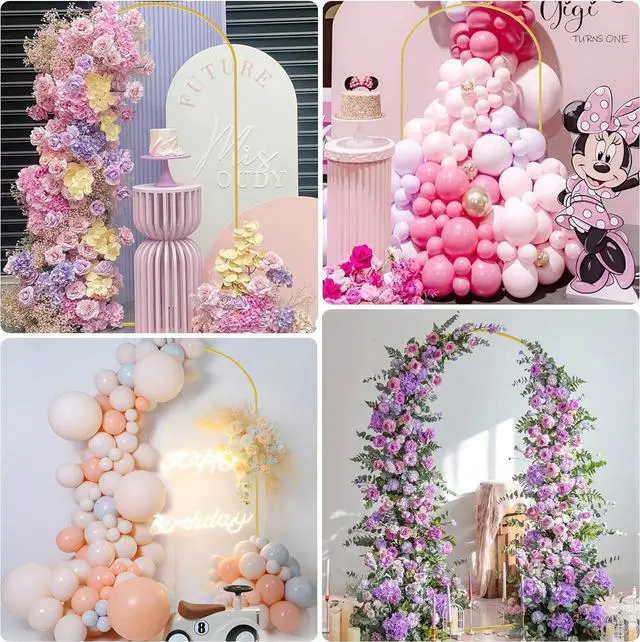 Alt view image 6 of 7 - 7.2 FT Wedding Arch Backdrop Stand and White Arch Cover Metal Arch Stand with Arch Stand Cover for Birthday Party Wedding Ceremony Bridal Baby Shower Event Decor