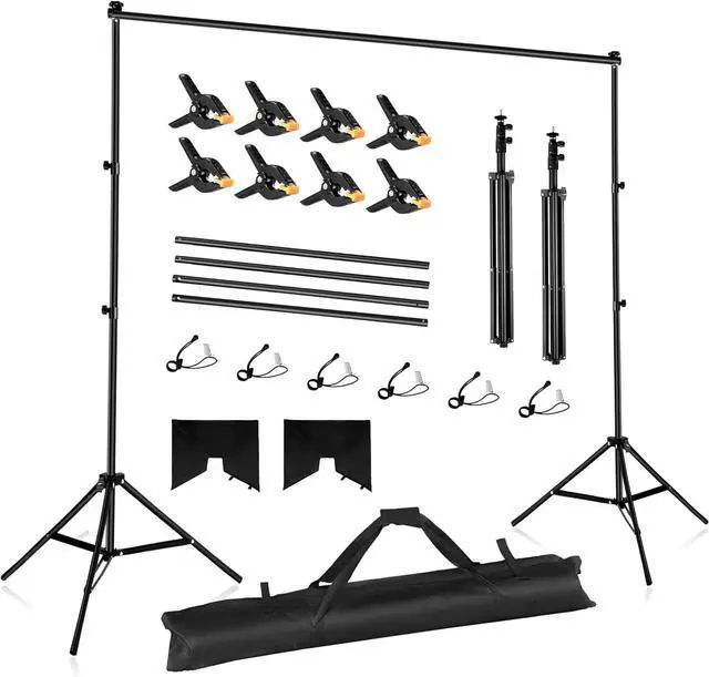 Main image of Backdrop Stand 10x7ft Adjustable Photo Backdrop Stand Kit Photography Backdrops with 4 Crossbars Photo Studio Adjustable Background Stand for Parties/Wedding