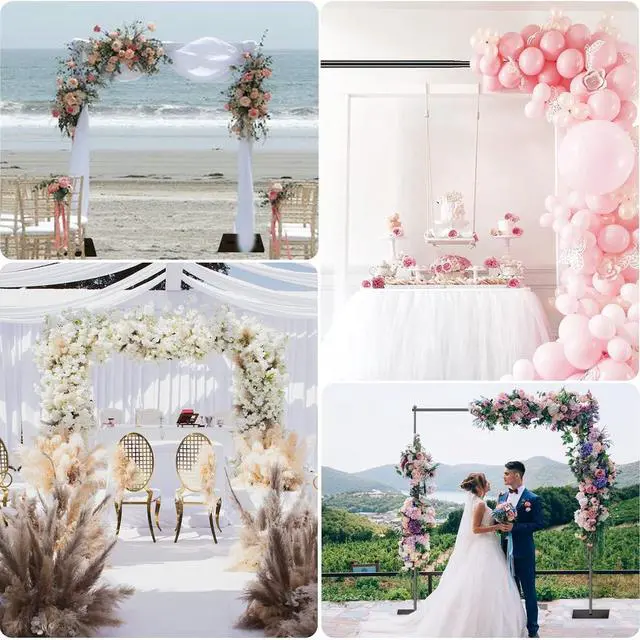 Alt view image 6 of 7 - Backdrop Stand 8.5ft Height 10ft Width Adjustable Photography Background Support Poles with Heavy Duty Flat Base Photo Metal Steel Pipe and Drape Frame Kit for Parties Birthday Wedding - Black