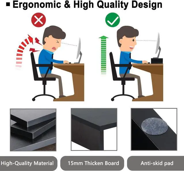 Alt view image 3 of 7 - 2 Pack Monitor Stand Riser-20 inch Black Desktop Stand for PC/TV/Laptop/Printer Keyboard Shelf Organizer Wood Monitor Riser with Storage