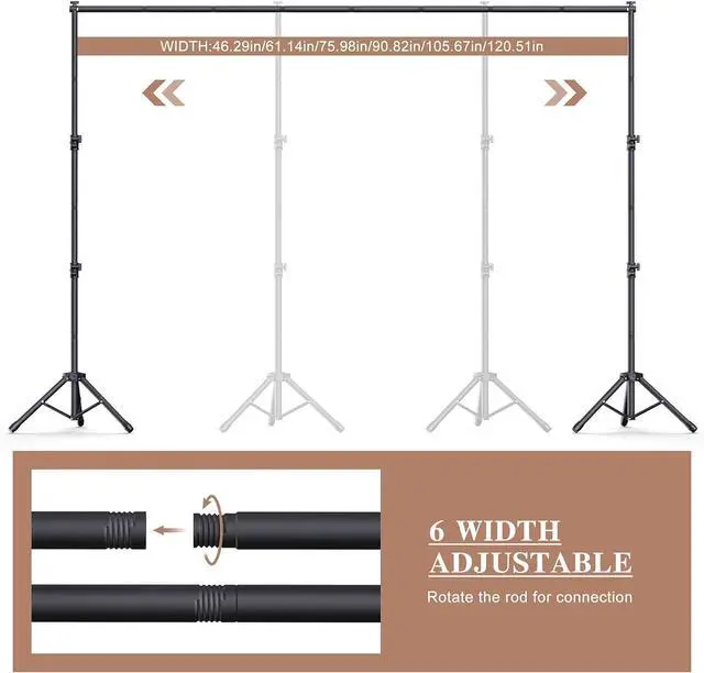 Alt view image 2 of 7 - 10x7.5Ft Backdrop Stand Heavy Duty Adjustable Photo Back Drop Stand Kit for Parties Photography Banner Stand (Includes Six Background Stand Clamps)