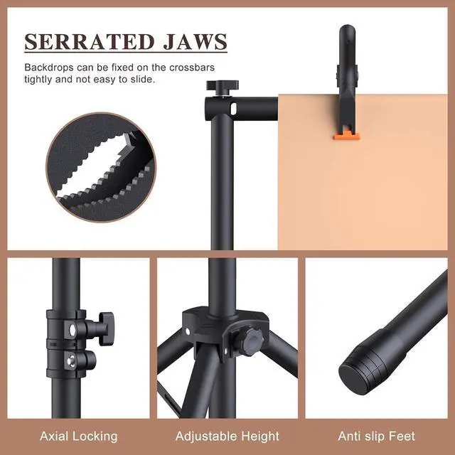 Alt view image 4 of 7 - 10x7.5Ft Backdrop Stand Heavy Duty Adjustable Photo Back Drop Stand Kit for Parties Photography Banner Stand (Includes Six Background Stand Clamps)