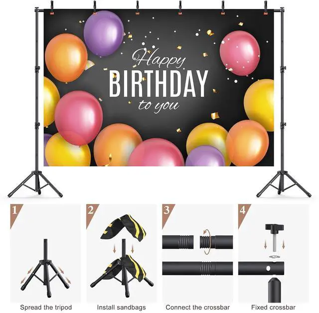 Alt view image 5 of 7 - 10x7.5Ft Backdrop Stand Heavy Duty Adjustable Photo Back Drop Stand Kit for Parties Photography Banner Stand (Includes Six Background Stand Clamps)