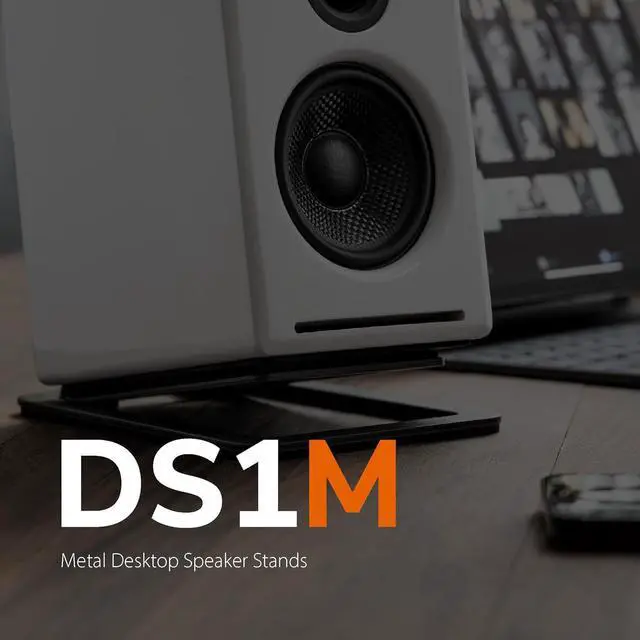 Alt view image 7 of 7 - DS1M Metal Speaker Stands Pair Desktop Speaker Stands