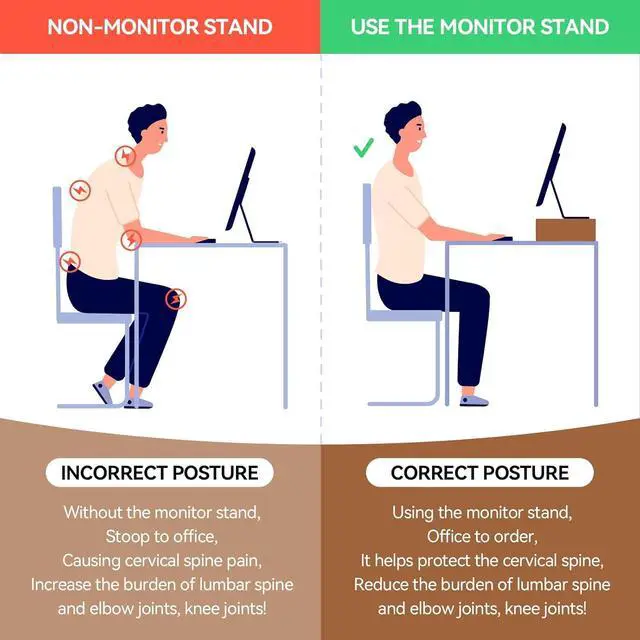 Alt view image 4 of 7 - Monitor Stand Wooden -Desk stand wood for Computer / Laptop/ TV Printer - Monitor Arms & Stands Desk Riser for Office Organizers -Desktop Workspace (59 Dark Brown)