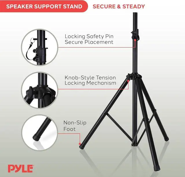 Alt view image 2 of 7 - Universal Speaker Stand Mount Holder Heavy Duty Tripod w/ Adjustable Height from 40 to 71 and 35mm Compatible Insert Easy Mobility Safety Pin and Knob Tension Locking for Stability Black