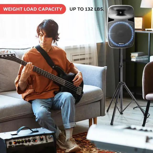 Alt view image 3 of 7 - Universal Speaker Stand Mount Holder Heavy Duty Tripod w/ Adjustable Height from 40 to 71 and 35mm Compatible Insert Easy Mobility Safety Pin and Knob Tension Locking for Stability Black