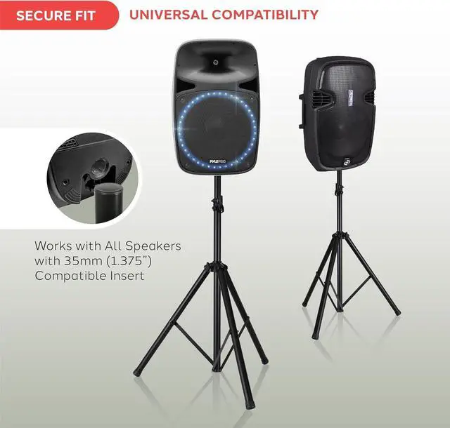 Alt view image 5 of 7 - Universal Speaker Stand Mount Holder Heavy Duty Tripod w/ Adjustable Height from 40 to 71 and 35mm Compatible Insert Easy Mobility Safety Pin and Knob Tension Locking for Stability Black