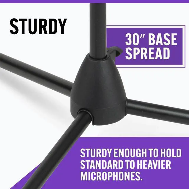 Alt view image 4 of 6 - On-Stage MS7701B Euro Boom Mic Stand (For Vocal and Instrument Microphones Height-Adjustable Portable Rugged Lightweight Steel Standard Threading Folding Tripod Durable Black)