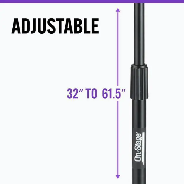 Alt view image 5 of 6 - On-Stage MS7701B Euro Boom Mic Stand (For Vocal and Instrument Microphones Height-Adjustable Portable Rugged Lightweight Steel Standard Threading Folding Tripod Durable Black)