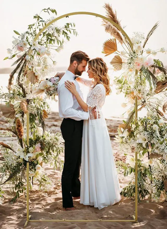 Alt view image 2 of 7 - 7.2FT Metal Backdrop Stand with Wedding Arch Cover Spandex for Birthday Party Baby Shower Graduation Ceremony Decoration White