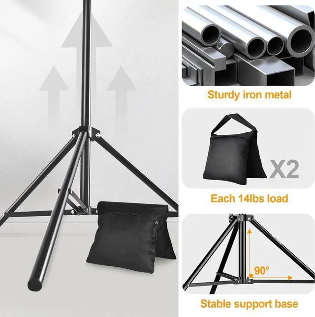 Alt view image 4 of 6 - Photo Backdrop Stand kit 8.5 x 10 ft Back Drop Adjustable Frame for Photography Photoshoot Banner Background Support Holder for Parties Dectoration