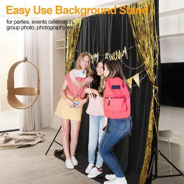 Alt view image 6 of 6 - Photo Backdrop Stand kit 8.5 x 10 ft Back Drop Adjustable Frame for Photography Photoshoot Banner Background Support Holder for Parties Dectoration