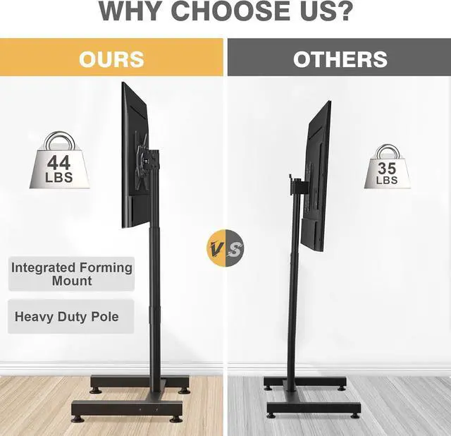 Alt view image 7 of 7 - TV Floor Stand for 13-50 inch LCD LED Flat/Curved Panel Screen TVs up to 44 lbs Height Adjustable TV Stand Mount with VESA 200x200 Portable TV Stand for Bedroom Dorm Room Office