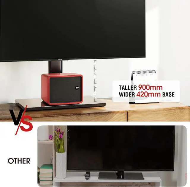 Alt view image 5 of 7 - Tabletop Swivel TV Stand Universal TV Stand for 32-75 inch LCD/LED/OLED TV with Tilt 8 Levels Height Adjustable TV Mount Stand with Tempered Glass Base MAX VESA 4000x600mm Holds up to 99lbs
