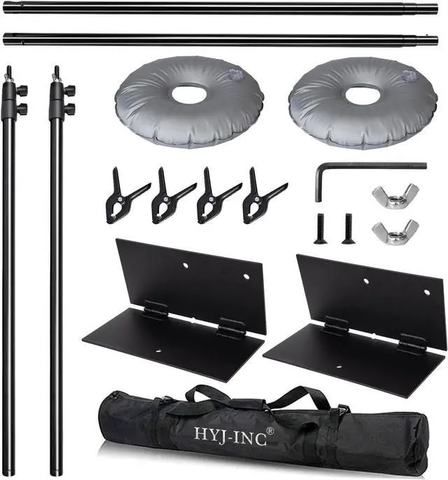 Alt view image 7 of 7 - Pipe and Drape Photography Backdrop Stand Kit Adjustable Photo Background Stand 10ft x 6.5ft with Metal Base for Parties Weddings Birthday Party Events Photo Booth