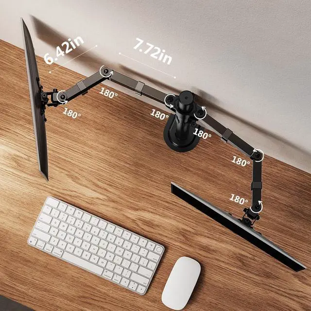 Alt view image 6 of 7 - ErGear Dual Monitor Stand, Heavy Duty Adjustable Monitor Desk Mount for 2 Screens up to 32 Inches, Fully Adjustable Height, Tilt, Swivel, Rotate, Supports 17.6 lbs per Monitor Arm, Easy Installation