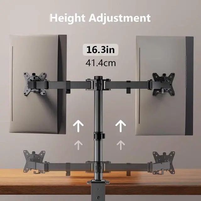 Alt view image 7 of 7 - ErGear Dual Monitor Stand, Heavy Duty Adjustable Monitor Desk Mount for 2 Screens up to 32 Inches, Fully Adjustable Height, Tilt, Swivel, Rotate, Supports 17.6 lbs per Monitor Arm, Easy Installation