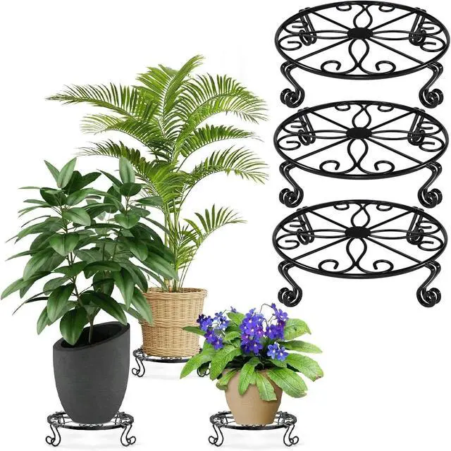Main image of Metal Plant Stand Indoor/Outdoor Low Corner Plant Stand Decoration Small Plant Holders for Home Anti-Rust Iron Heavy Duty Plant Holders Flower Pot Rack Display Shelf Black (3 Pack)