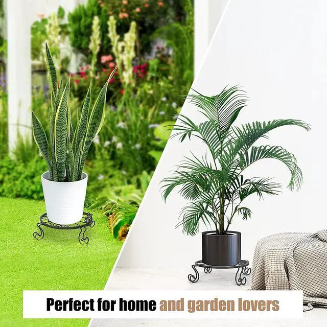 Alt view image 5 of 7 - Metal Plant Stand Indoor/Outdoor Low Corner Plant Stand Decoration Small Plant Holders for Home Anti-Rust Iron Heavy Duty Plant Holders Flower Pot Rack Display Shelf Black (3 Pack)