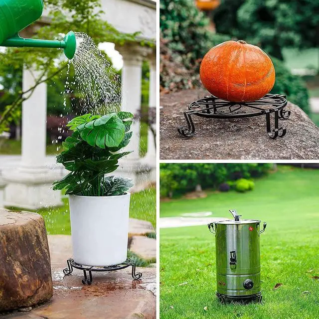 Alt view image 7 of 7 - Metal Plant Stand Indoor/Outdoor Low Corner Plant Stand Decoration Small Plant Holders for Home Anti-Rust Iron Heavy Duty Plant Holders Flower Pot Rack Display Shelf Black (3 Pack)