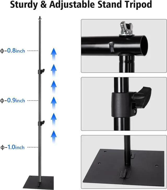 Alt view image 3 of 7 - Pipe and Drape Photography Backdrop Stand Kit Adjustable Photo Background Stand 10ft x 6.5ft with Metal Base for Parties Weddings Birthday Party Events Photo Booth