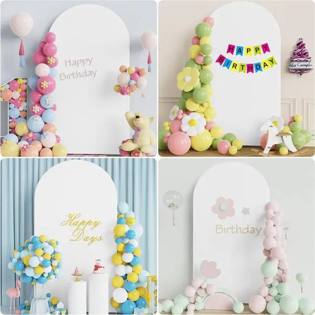 Alt view image 4 of 7 - 7.2 FT Wedding Arch Backdrop Stand and White Arch Cover Metal Arch Stand with Arch Stand Cover for Birthday Party Wedding Ceremony Bridal Baby Shower Event Decor
