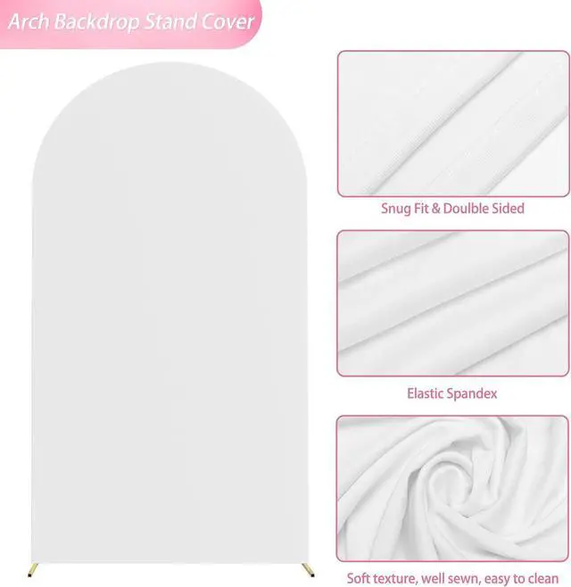 Alt view image 5 of 7 - 7.2 FT Wedding Arch Backdrop Stand and White Arch Cover Metal Arch Stand with Arch Stand Cover for Birthday Party Wedding Ceremony Bridal Baby Shower Event Decor