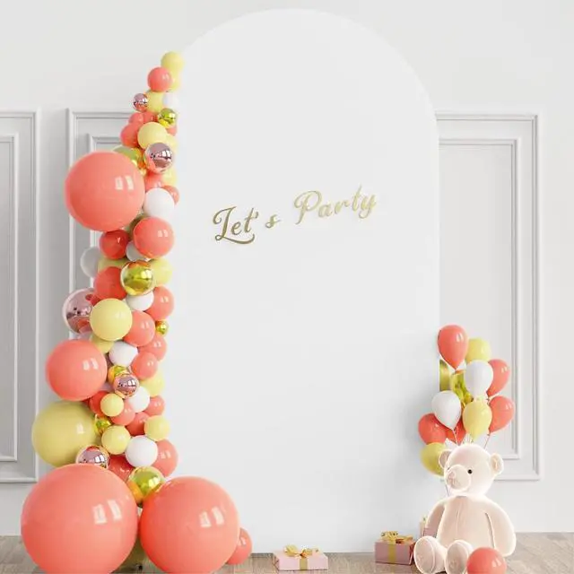 Alt view image 7 of 7 - 7.2 FT Wedding Arch Backdrop Stand and White Arch Cover Metal Arch Stand with Arch Stand Cover for Birthday Party Wedding Ceremony Bridal Baby Shower Event Decor