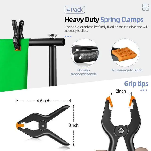 Alt view image 4 of 7 - Photo Video Studio Backdrop Stand Kit 8.5x10ft Adjustable Photography Greenscreen Support System with 3 Polyester Backgrounds for Photoshoot (Black White Green)