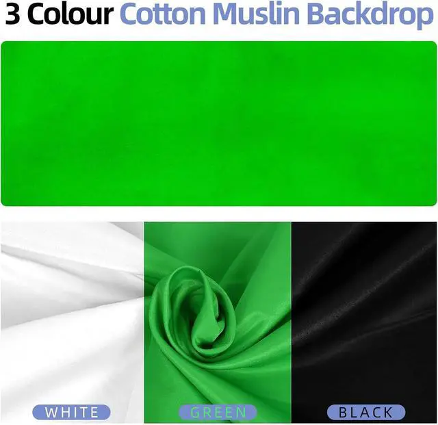 Alt view image 5 of 7 - Photo Video Studio Backdrop Stand Kit 8.5x10ft Adjustable Photography Greenscreen Support System with 3 Polyester Backgrounds for Photoshoot (Black White Green)