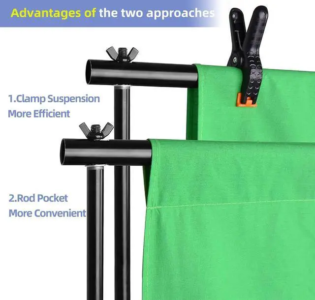 Alt view image 6 of 7 - Photo Video Studio Backdrop Stand Kit 8.5x10ft Adjustable Photography Greenscreen Support System with 3 Polyester Backgrounds for Photoshoot (Black White Green)