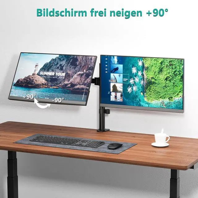 Alt view image 3 of 7 - WALI Dual Monitor Desk Mount, Monitor Stand for 2 Monitors Up to 27inch, Dual Monitor Mount Max 22lbs for Home, Office, School (M002), Black