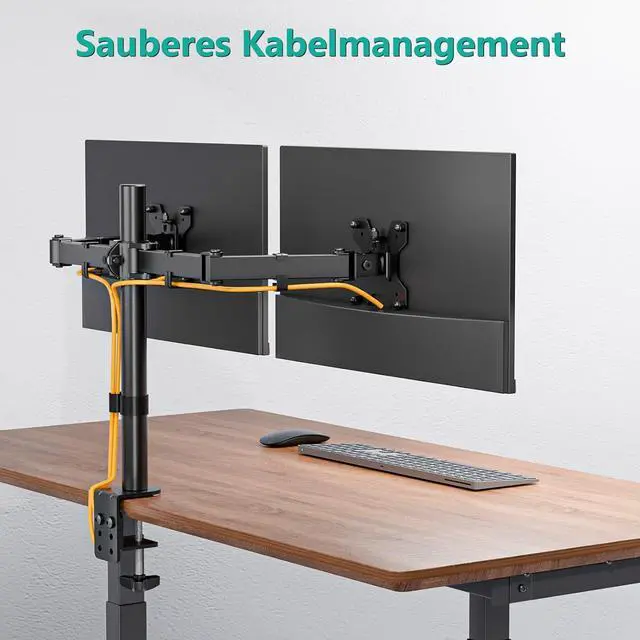 Alt view image 5 of 7 - WALI Dual Monitor Desk Mount, Monitor Stand for 2 Monitors Up to 27inch, Dual Monitor Mount Max 22lbs for Home, Office, School (M002), Black