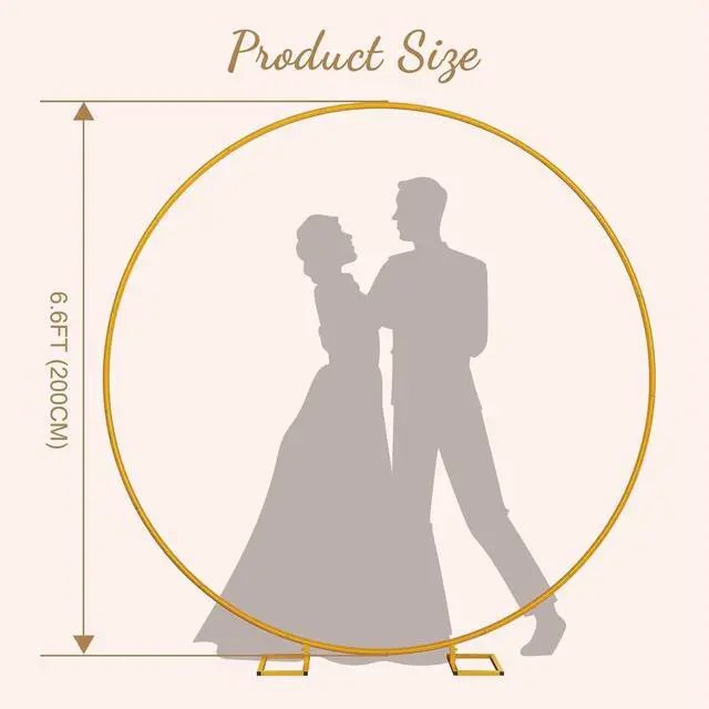 Alt view image 3 of 7 - 6.6FT Round Metal Backdrop Stand with White Wedding Arch Cover Spandex Gold Wedding Balloon Arch Backdrop Stand Round Arch Frame for Birthday Party Baby Shower Graduation Ceremony Decoration