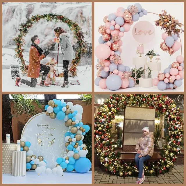 Alt view image 2 of 7 - 6.6FT Round Arch Stand kit Metal Circle Backdrop Stand Wedding Arches with Storage Bag for Gender Reveal Baby Shower Ceremony Birthday Party Decorations