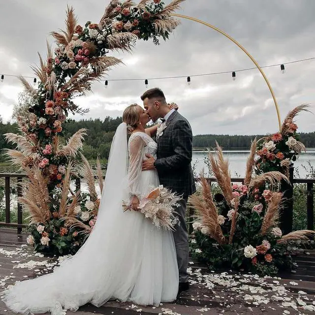 Alt view image 4 of 7 - 6.6FT Round Arch Stand kit Metal Circle Backdrop Stand Wedding Arches with Storage Bag for Gender Reveal Baby Shower Ceremony Birthday Party Decorations