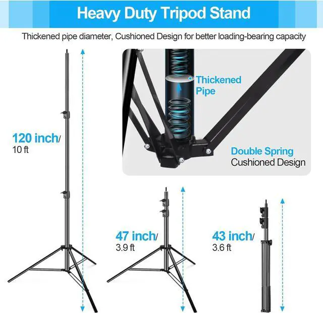 Alt view image 3 of 7 - 10 x 10 ft Photo Video Studio Heavy Duty Adjustable Backdrop Support System Kit Muslin Background Stand with Carry Bag