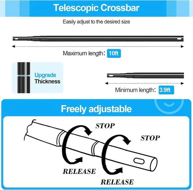 Alt view image 4 of 7 - 10 x 10 ft Photo Video Studio Heavy Duty Adjustable Backdrop Support System Kit Muslin Background Stand with Carry Bag