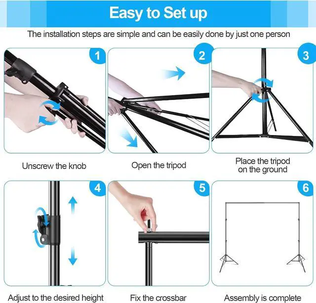 Alt view image 6 of 7 - 10 x 10 ft Photo Video Studio Heavy Duty Adjustable Backdrop Support System Kit Muslin Background Stand with Carry Bag