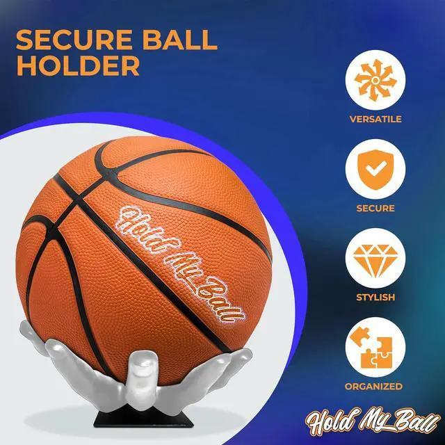Alt view image 2 of 7 - Large Hand-Sculptured Ball Holder & Stand - Versatile Rack for Basketball Soccer or Volleyballs - Durable Sports Display Organizer Basketball Room Decor Non-Slip Table Stand for Man Cave & More