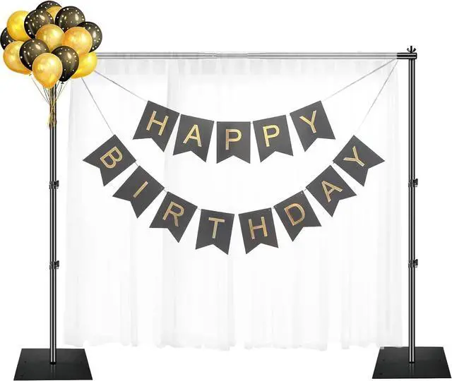 Main image of Backdrop Stand 6.5x10 ft Adjustable Photo Background Pipe and Drape Photography Kit with Heavy Duty Metal Flat Base for Parties Wedding Video Studio Birthday - Black