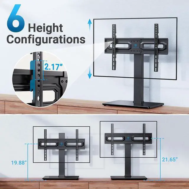 Alt view image 3 of 7 - PERLESMITH Universal Swivel TV Stand Mount for 37-80 Inch LCD OLED Flat/Curved Screen TVs-Height Adjustable Table Top TV Stand/Base with Wire Management,VESA 600x400mm up to 99lbs,PSTVS35