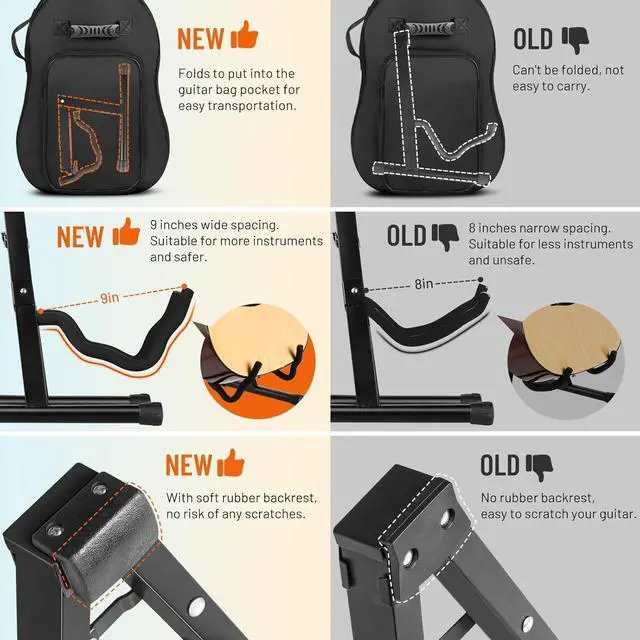 Alt view image 2 of 7 - Guitar Stand Folding A frame Floor Universal Metal for Acoustic Classical Electric Bass Guitars Banjo Ukulele Portable CY0251