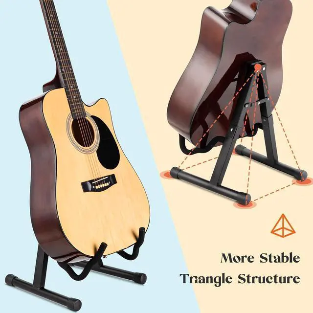 Alt view image 3 of 7 - Guitar Stand Folding A frame Floor Universal Metal for Acoustic Classical Electric Bass Guitars Banjo Ukulele Portable CY0251