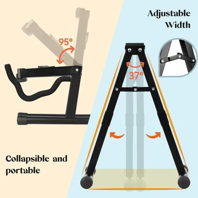 Alt view image 6 of 7 - Guitar Stand Folding A frame Floor Universal Metal for Acoustic Classical Electric Bass Guitars Banjo Ukulele Portable CY0251