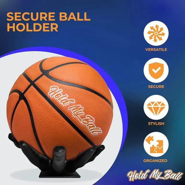 Alt view image 2 of 7 - Large Hand-Sculptured Ball Holder & Stand - Versatile Rack for Basketball Soccer or Volleyballs - Durable Sports Display Organizer Basketball Room Decor Non-Slip Table Stand for Man Cave & More