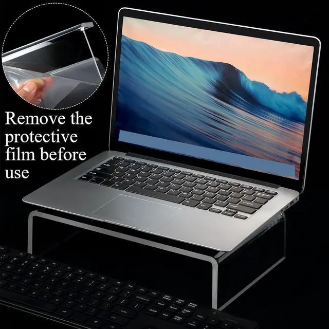 Alt view image 3 of 6 - Jetec 2 Pcs Acrylic Monitor Stand Desktop Video Acrylic Monitor Riser Desk Shelf Computer Stand for Laptop TV Computer Screen Desk Organizer Teacher's Day Supplies (Clear, 12 x 8 x 3 Inch)