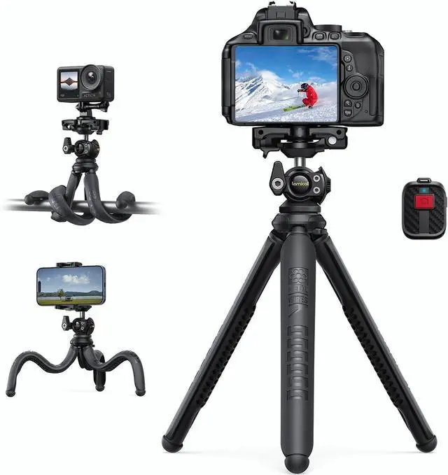 Main image of Tripod for Camera - 3 in 1 Flexible Tripod for iPhone with Wireless Remote - iPhone Tripod Stand for Video Recording Vlogging Compatible with iPhone  Go Pro Small Digital Camera