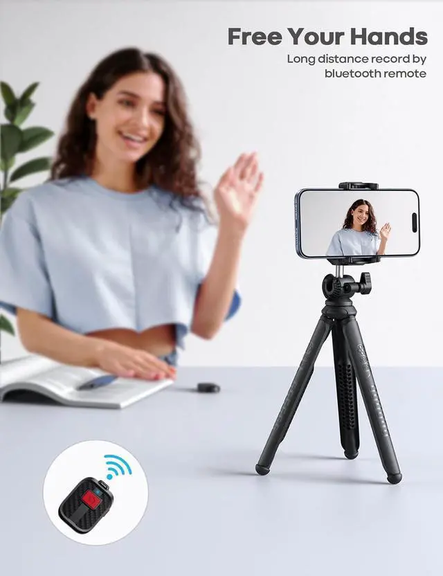 Alt view image 3 of 6 - Tripod for Camera - 3 in 1 Flexible Tripod for iPhone with Wireless Remote - iPhone Tripod Stand for Video Recording Vlogging Compatible with iPhone  Go Pro Small Digital Camera